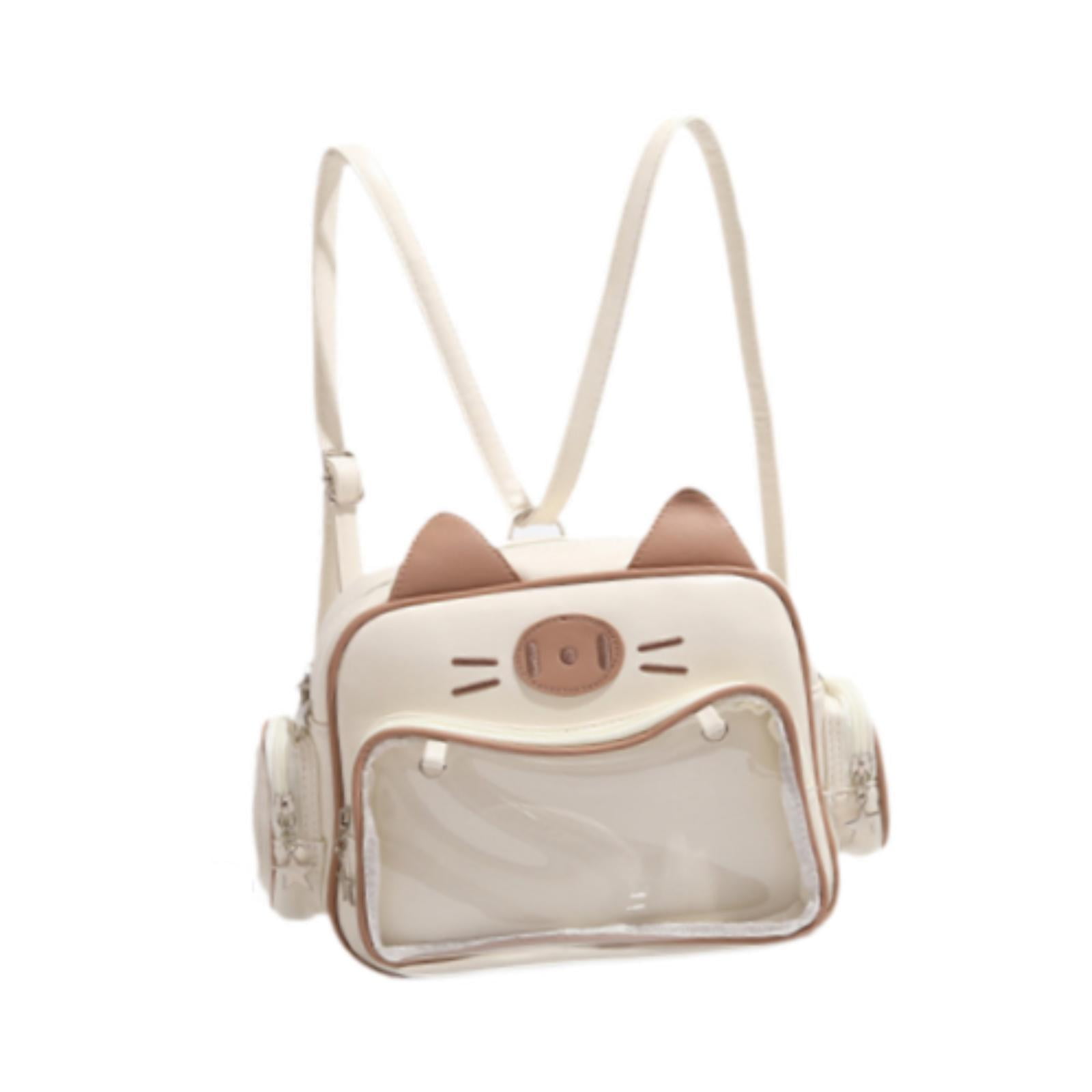 yuksok Cat Ita Bag Clear Window Crossbody Purse for Anime Display Pin Display Party Khaki