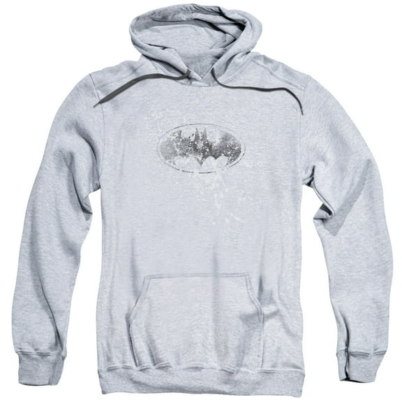Batman Burned &Amp; Splattered Adult Pullover Hoodie Sweatshirt Athletic Heather