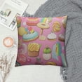 thumbnail image 2 of COMIO  Cute Dessert Throw Pillow Case Cushion Covers Ice Cream Donut Candy Cake Pattern with Pink Background for Couch Bed Sofa Car Waist, 2 of 5