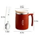 thumbnail image 4 of Taza de café con asa, portátil, con tapa y cuchara, de acero inoxidable de doble capa, ideal para oficina, de viaje, Mark Cup., 4 of 9