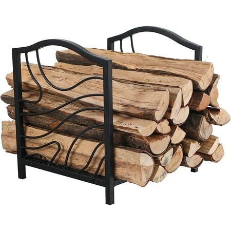 

Metal Rack Ourdoor Indoor Logs Storage Rack to Wood Heavy-duty Logs Stacking Holder for Fireplace Stove Brazier BBQ 17 L X 13.3 W X 16 H Black