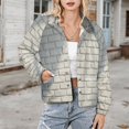 thumbnail image 3 of Jackets for Women Winter Coat Jackets Flannel Stand Collar Jacket(White Vinatge Brick Wall Pattern,Size:S-4XL), 3 of 7