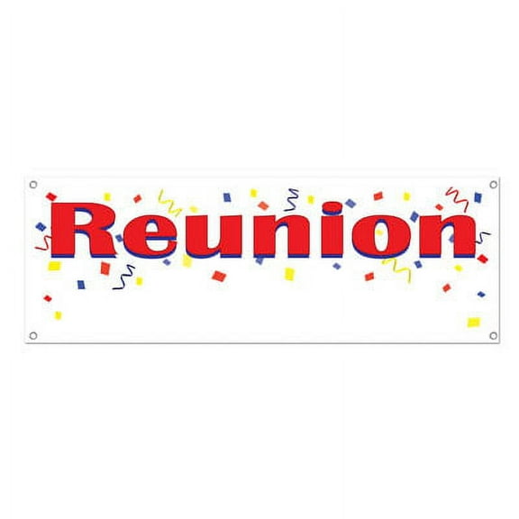 Party Central Pack of 12 Red Class 'Reunion' Party Banners with Grommets 5'