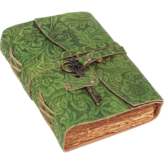 Seather Leather Journal - Antique Handmade Deckle Edge Vintage Paper Leather Bound Journal - Book of Shadows Journal - Leather Sketchbook - Drawing Journal - Grea 5 x 7 in, 200 Pages, 1 Count, 1 Pack