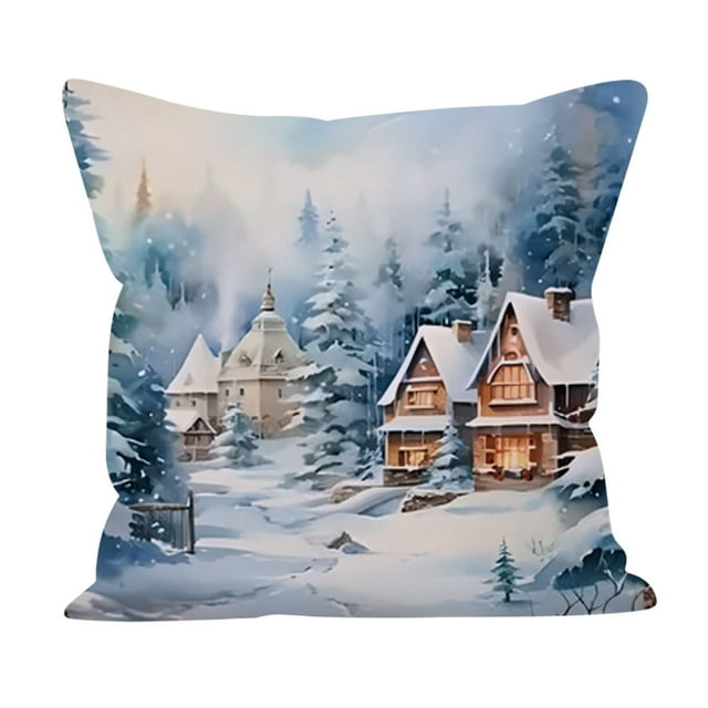 Funda de almohada navideña de invierno para el hogar, sala de estar, sofá, decoración de funda de almohada con borde, decoración de cabecera de cama, funda de cojín