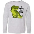 thumbnail image 3 of Inktastic I Love my Dad with Baby and Daddy Tyranasaurus Rex Long Sleeve Youth T-Shirt, 3 of 5