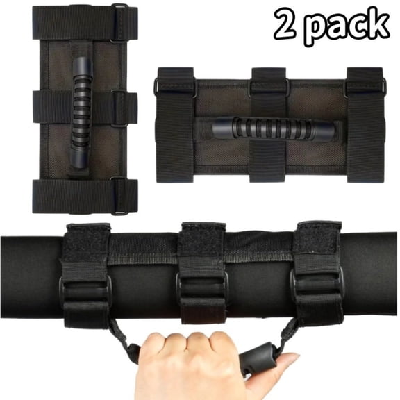 Grab Handle Set Compatible with Jeep Wrangler TJ YJ JK, Easy-to-Fit 3 Straps Design for 1955-2023 Models (2 Pack)