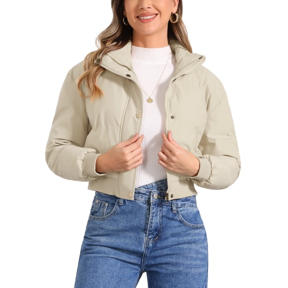 Chaqueta bomber de invierno para mujer INSPIRE CHIC, abrigo holgado acolchado, cortada, color beige