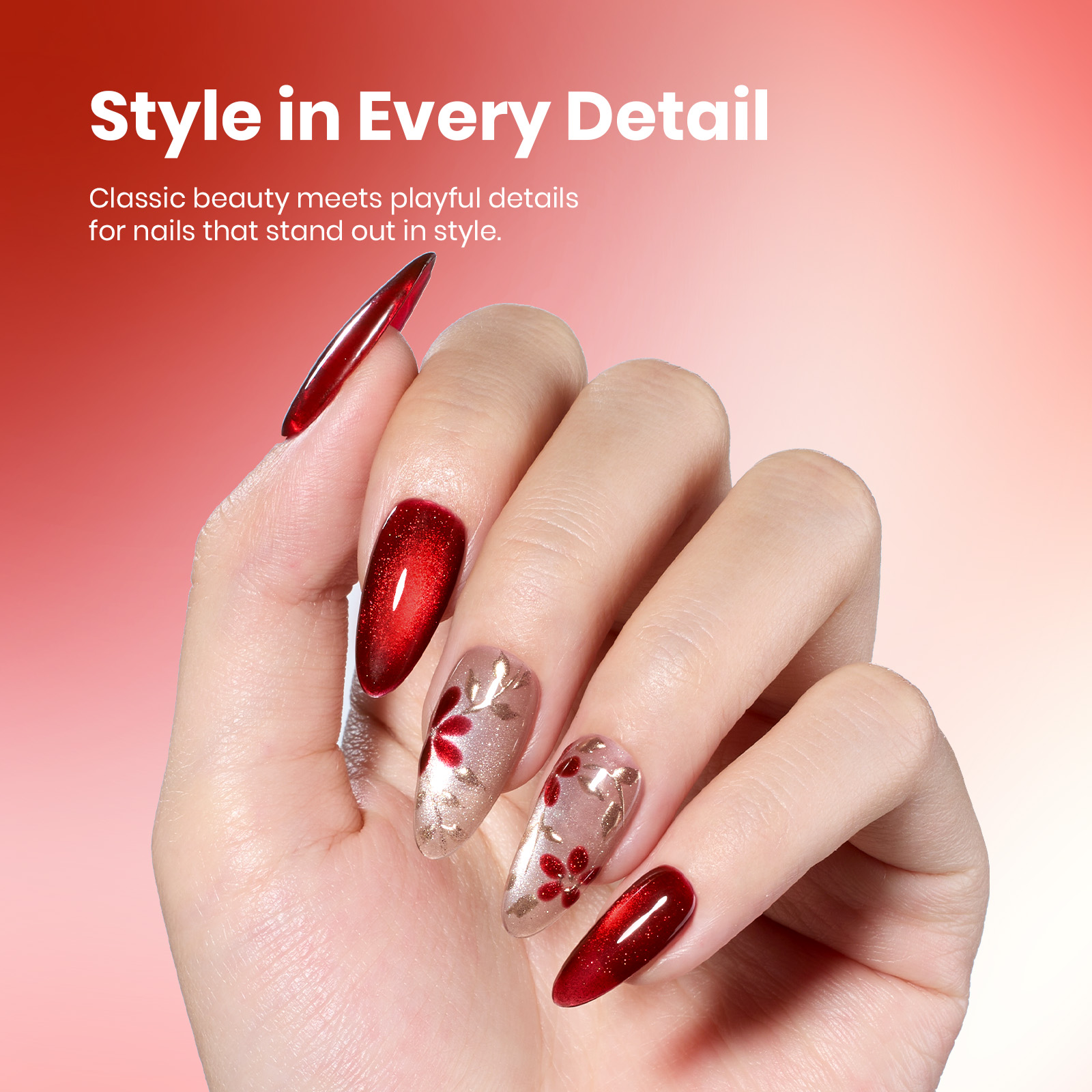 Beetles Stay Shining Gel Nail Polish, Cat Eye,  Ruby Radiance, 0.51 fl oz