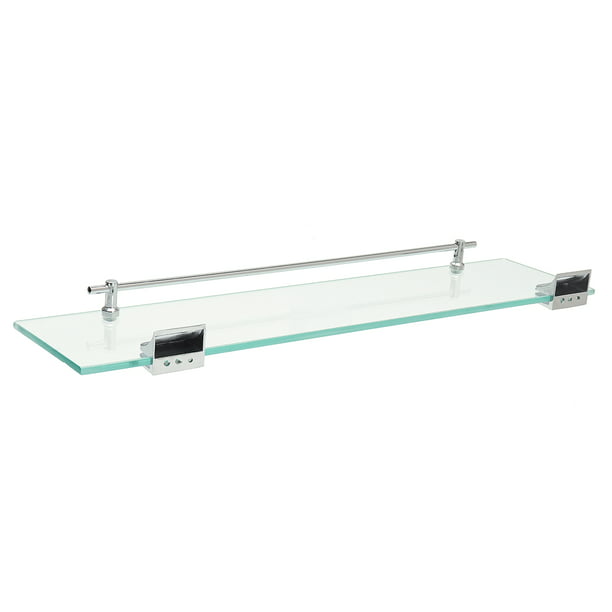 Mounting Bathroom Glass Shelf With, Glass Bathroom Shelf With Rail