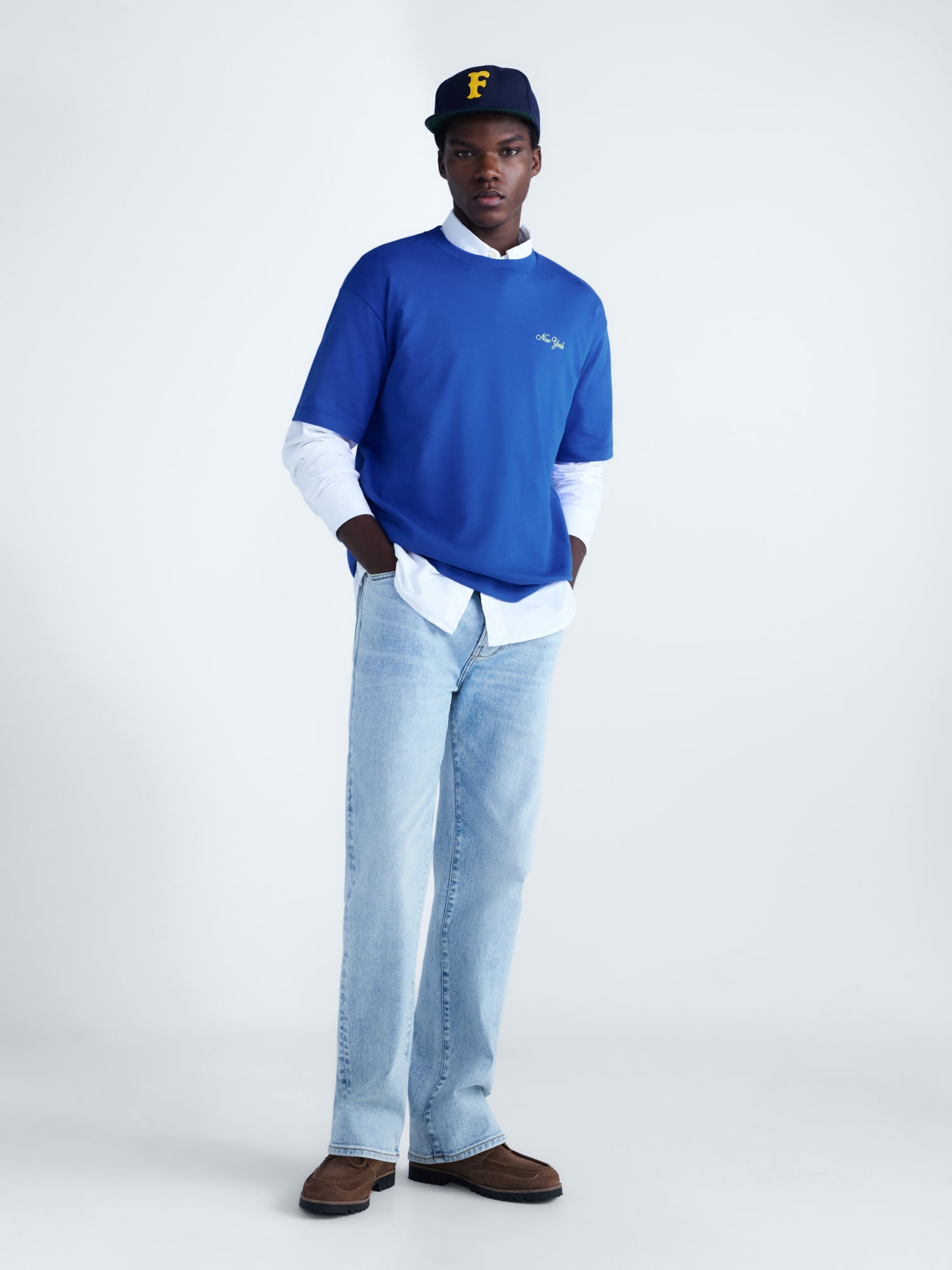 Free Assembly Men's NYC Front Back Graphic Cotton Tee with Short Sleeves, Sizes XS-XL
