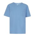 thumbnail image 3 of Birdeem Men Tops Short Sleeve V-neck Tops Working Uniform Solid Color With Pockets Blouse, 3 of 8
