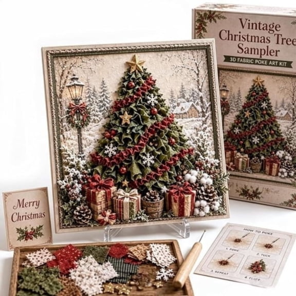 Premium 3D Christmas Fabric Poke Art Kit, DIY Holiday Wall Decor Craft Kit for Adults & Teens, HandmadeChristmas Picture Kit, Winter Home Decoration, Christmas Gift Craft Set,A