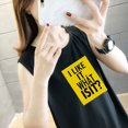 thumbnail image 3 of Gibobby Tocando fondo Casual Nueva sin mangas Verano Letras sueltas Mujeres Chaleco Impreso Blusa de mujer(Negro,XG), 3 of 5