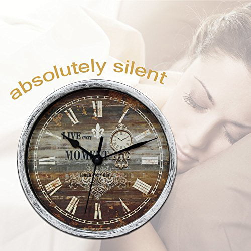Classic Silent Desk Clock 6 Inch Non-Ticking Decor Silver Wall Clocks Easy to Ready for Kitchen Bathroom Office 