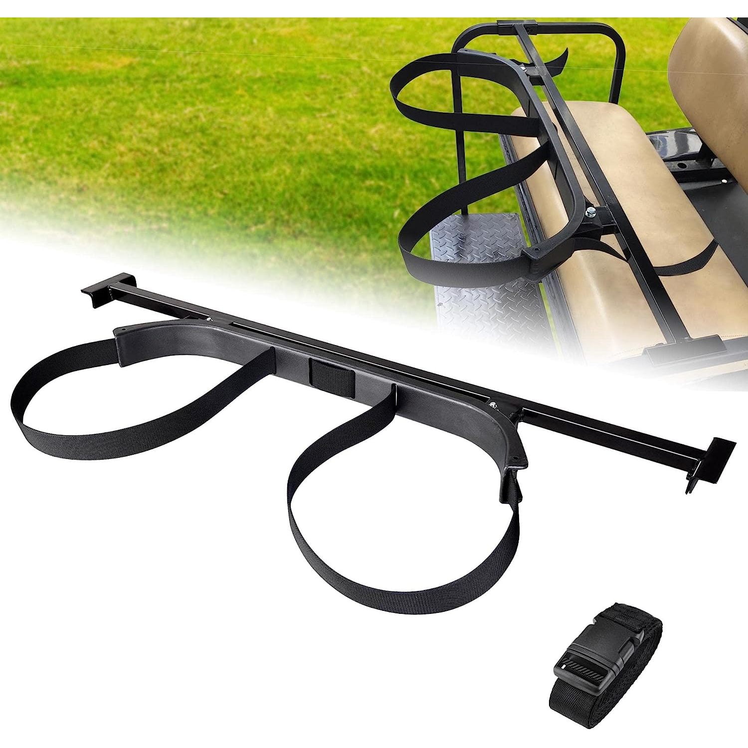 HYYYYH Universal Golf Bag Attachment Golf Bag Holder Bracket Rack for Golf Cart Rear Seat Black