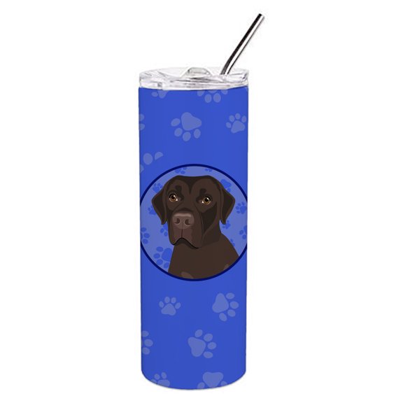 Carolines Treasures WDK1123TBL20 Labrador Retriever Chocolate Design1  Stainless Steel 20 oz Skinny Tumbler Blue 20 oz