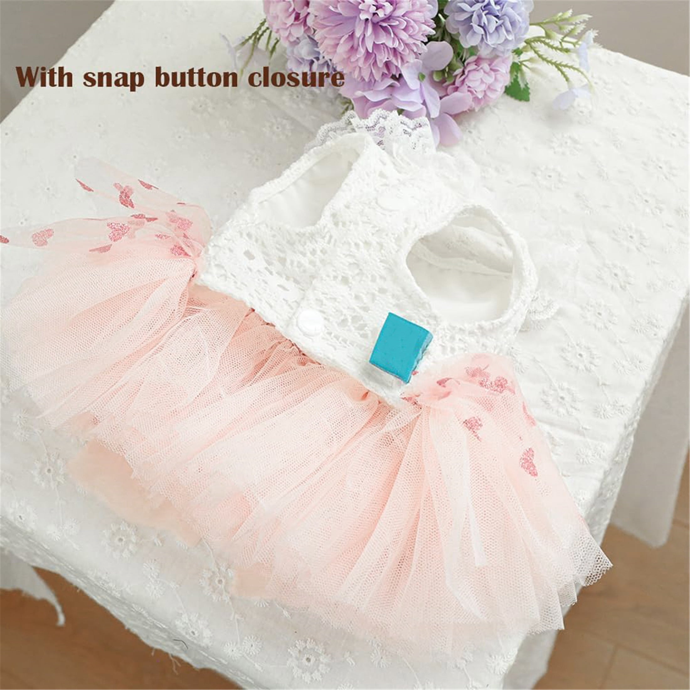 UOSIA Pink Dog Dress for Small Dog Girl Summer Puppy Princess Clothes with Bow Cute Cat Outfit Pet Apparel for Spring