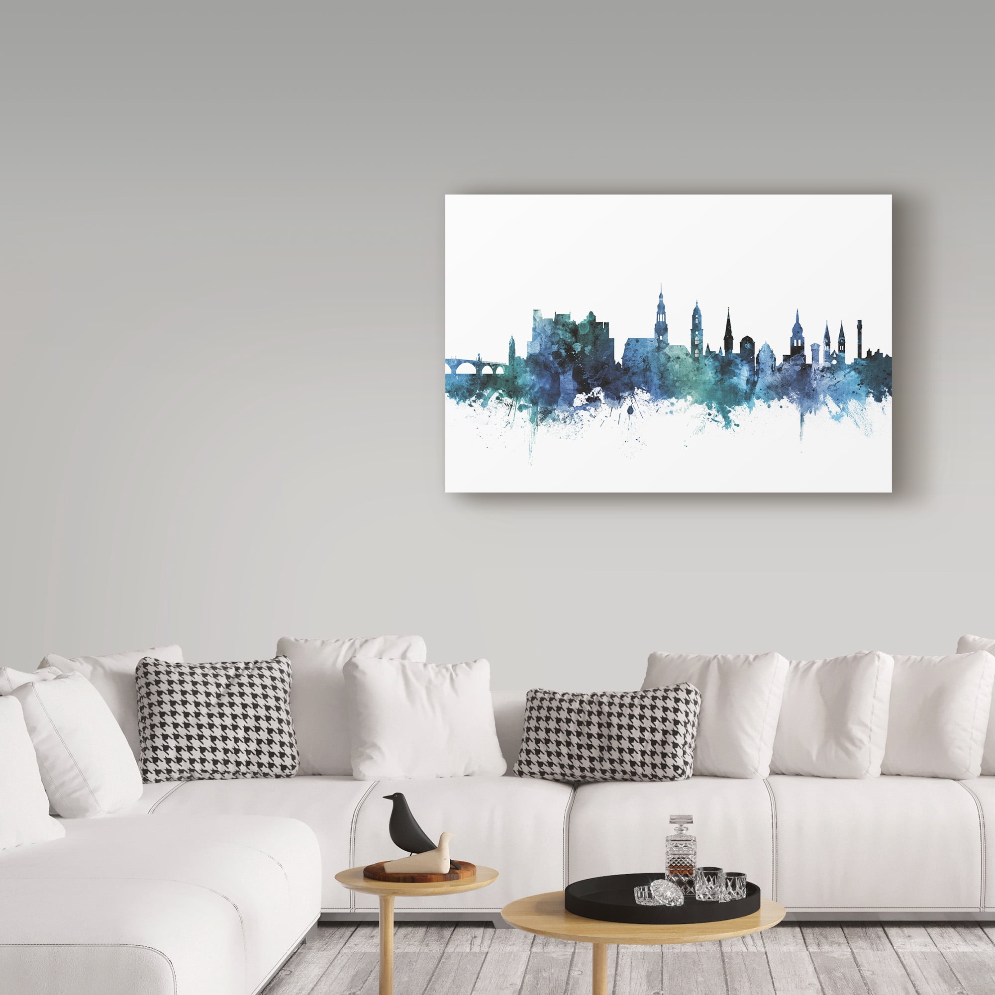 Trademark Fine Art 'Heidelberg Germany Blue Teal Skyline' Canvas Art by Michael Tompsett