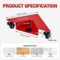 thumbnail image 6 of Luku 4-Pack Heavy Duty Furniture Dolly - 2000LB Capacity Cabinet Corner Mover Dollies with 3 PU Wheels | Low-Profile Triangular Design | for Piano, Sofa, Desk & Cabinet Moving, 6 of 7