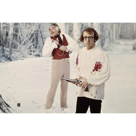 Woody Allen man behind snowy scene holding gun 24x36