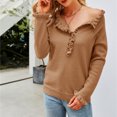 thumbnail image 2 of Vedolay Pullover Sweaters for Women Women Knitted Sweater Crew Neck Solid Basic Long Sleeve Loose Fit Pullover Top,Khaki S, 2 of 5