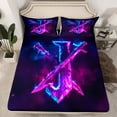 thumbnail image 2 of Castle Fairy Teens Girls Boys Personalized Initial Letter J 4-Piece Full Size Sheets,Abstract Gradient Bed Sheets,Alphabet Lightsaber Lightweight Sheet Sets,Lightweight Room Decor, 2 of 7