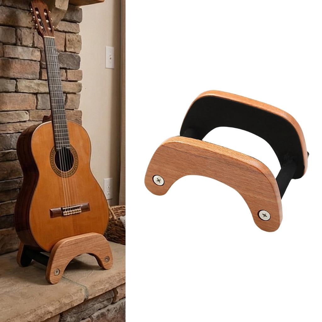 Giaone Space Saving Wooden Floor Guitar Stand With Nonslip Design Easy Assembly Acoustic Instrument Storage Rack