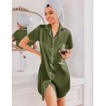 thumbnail image 4 of Ekouaer Silk Nightgowns for Women Button Down Nightshirts Short Sleeve Sleepshirts Sexy Nightdress Satin Sleepwear, 4 of 6