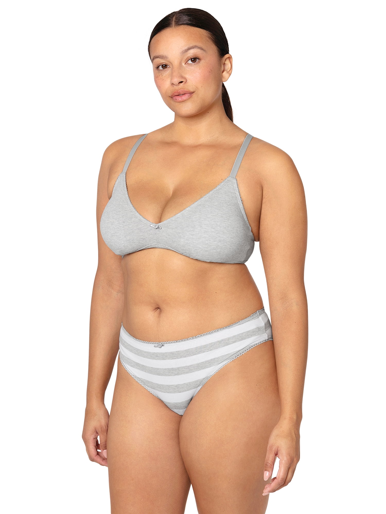 fresh collection by Fruit of the Loom Women's Cotton Triangle Bralette and Bikini Underwear Set
