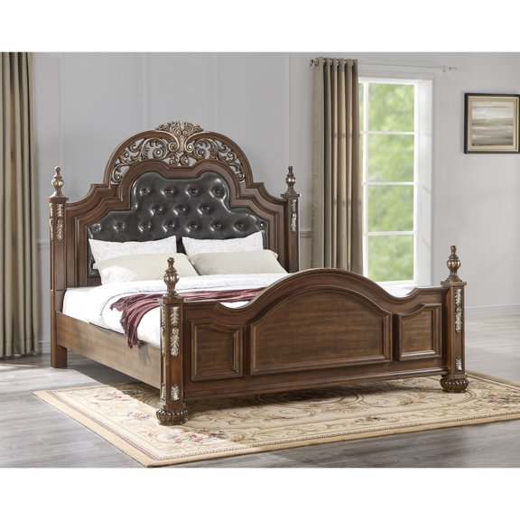 Miekor Furniture Lyon G07100A-QB Queen Bed, Cherry 43043