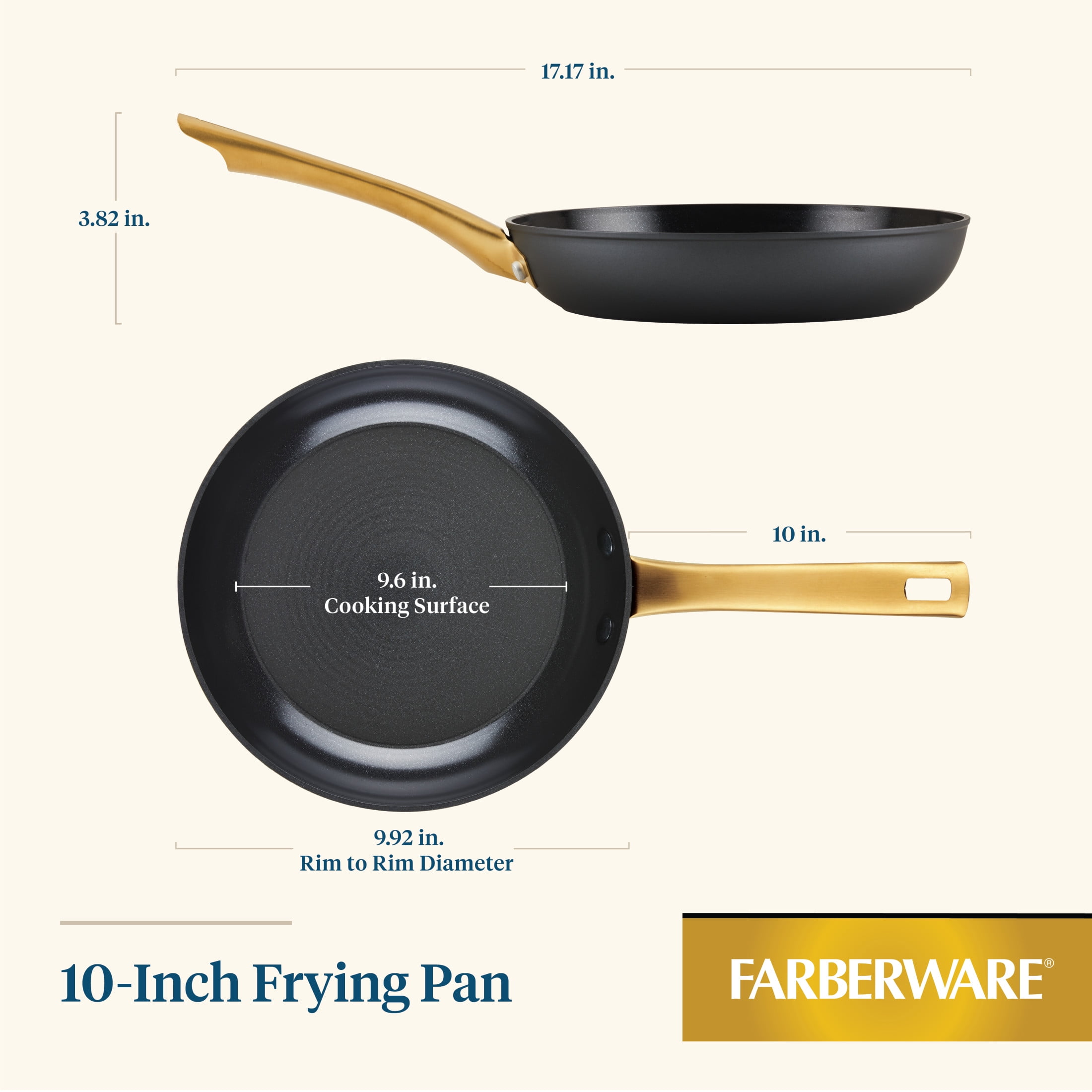 Farberware Forged Induction 10 Inch Ceramic Nonstick Frying Pan, Dishwasher Safe and Oven Safe to 500°F, Black
