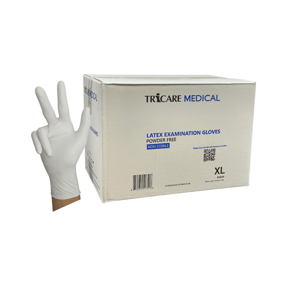 TRICARE Medical Disposable Latex Gloves, XLarge, 1000 Count, White