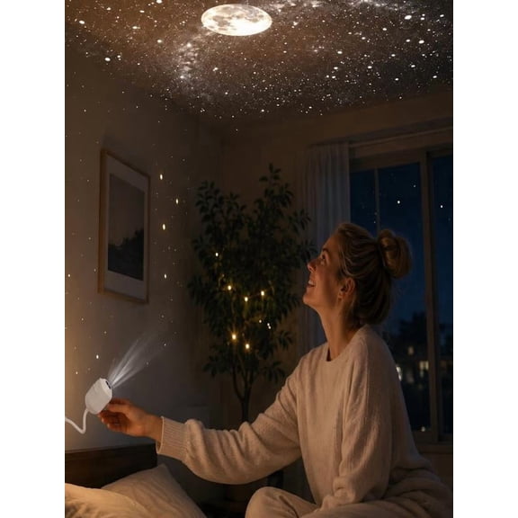 HD Smart Dynamic 5D Holographic Night Light Projector with 24 HD Films for Bedroom & Room Decor
