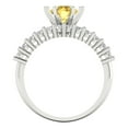 thumbnail image 4 of 1.66 ct Brilliant Round Cut Yellow Zircon 14k White Gold Solitaire with Accents Engagement Bridal Wedding Ring Band Set size 11, 4 of 7