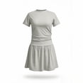 thumbnail image 4 of WAVSUF Mini Dresses for Girls Short Sleeve Crew Neck Skinny Fit Summer Casual Sports Dress Gray Size 12, 4 of 9
