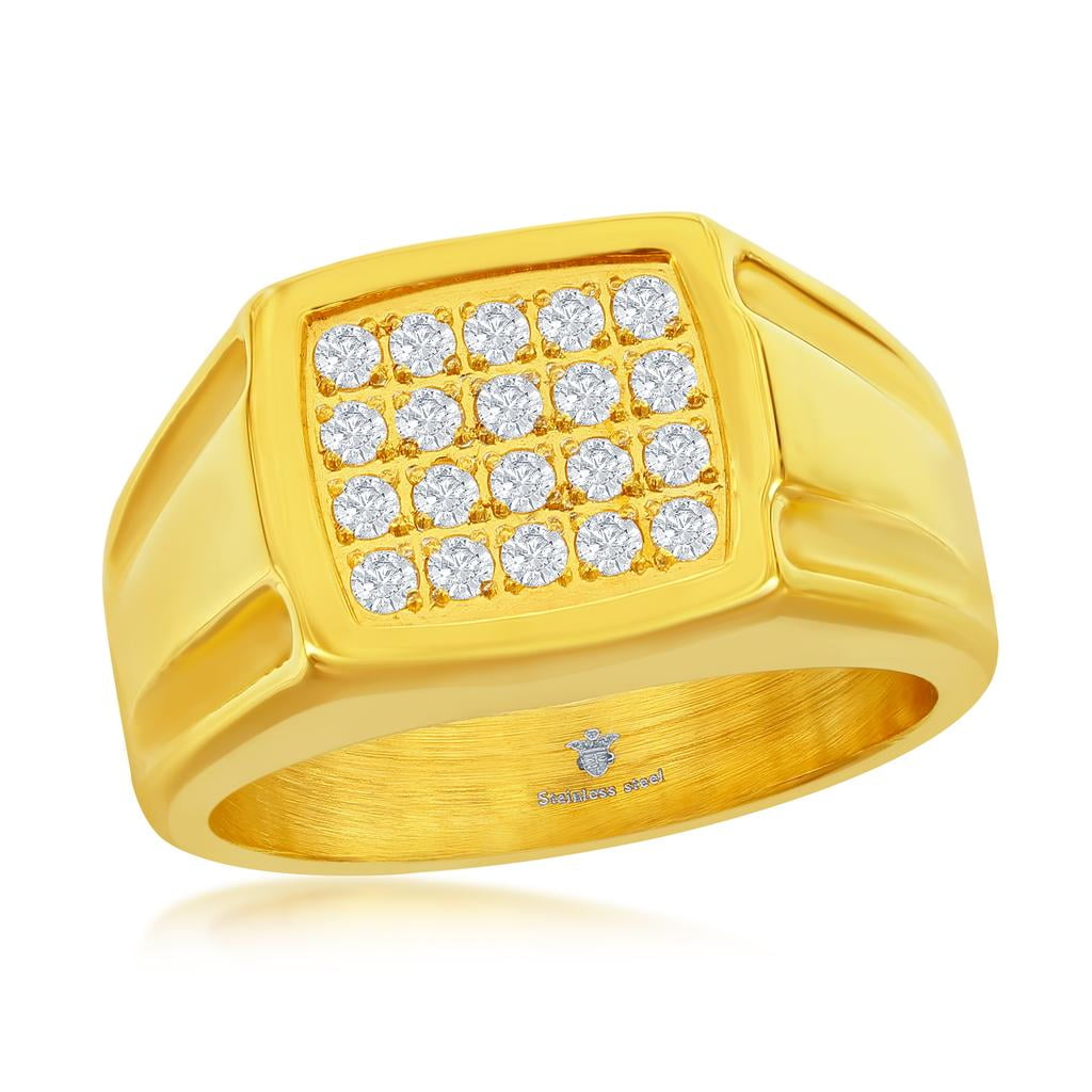 Brilliant Bijou Genuine 10k Yellow Gold Mens CZ Cubic Zirconia Ring Size 11