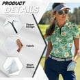 thumbnail image 5 of COEQINE Women 1/4 Zip Golf Shirts Soft Lightweight 1/4 Zip Polo Shirts Plumeria and Leaf Print Short Sleeve Golf Tops Pullover Moisture Wicking Workout Athletic Tops, 2XL, 5 of 7