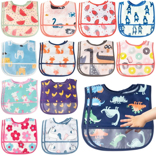 Juego de baberos de alimentación para bebés 2ooya, impermeables, sin mangas, de 6 a 24 meses
