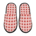thumbnail image 1 of Fotbe Checkered Christmas With Snowflakes Pantuflas Peludas para Mujer con Estampado, Zapatillas de Peluche, Zapatos de Invierno para Casa, Uso Interior y Exterior-Large, 1 of 8