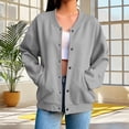thumbnail image 5 of FDGIU Women's Solid Snap Button Jacket, Drop Shoulder Rib Cuff Long Sleeve Oversized Casual Sweatshirt Coat with Side Pockets for Spring Fall Daily Lounge Layering, 5 of 8
