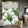 thumbnail image 5 of White Flowers No Hooks Shower Curtain with Snap-in Liner Spring Floral Leaf Shower Curtains for Bathroom, Waterproof, Easy Install, Washable 72"x84", 5 of 9