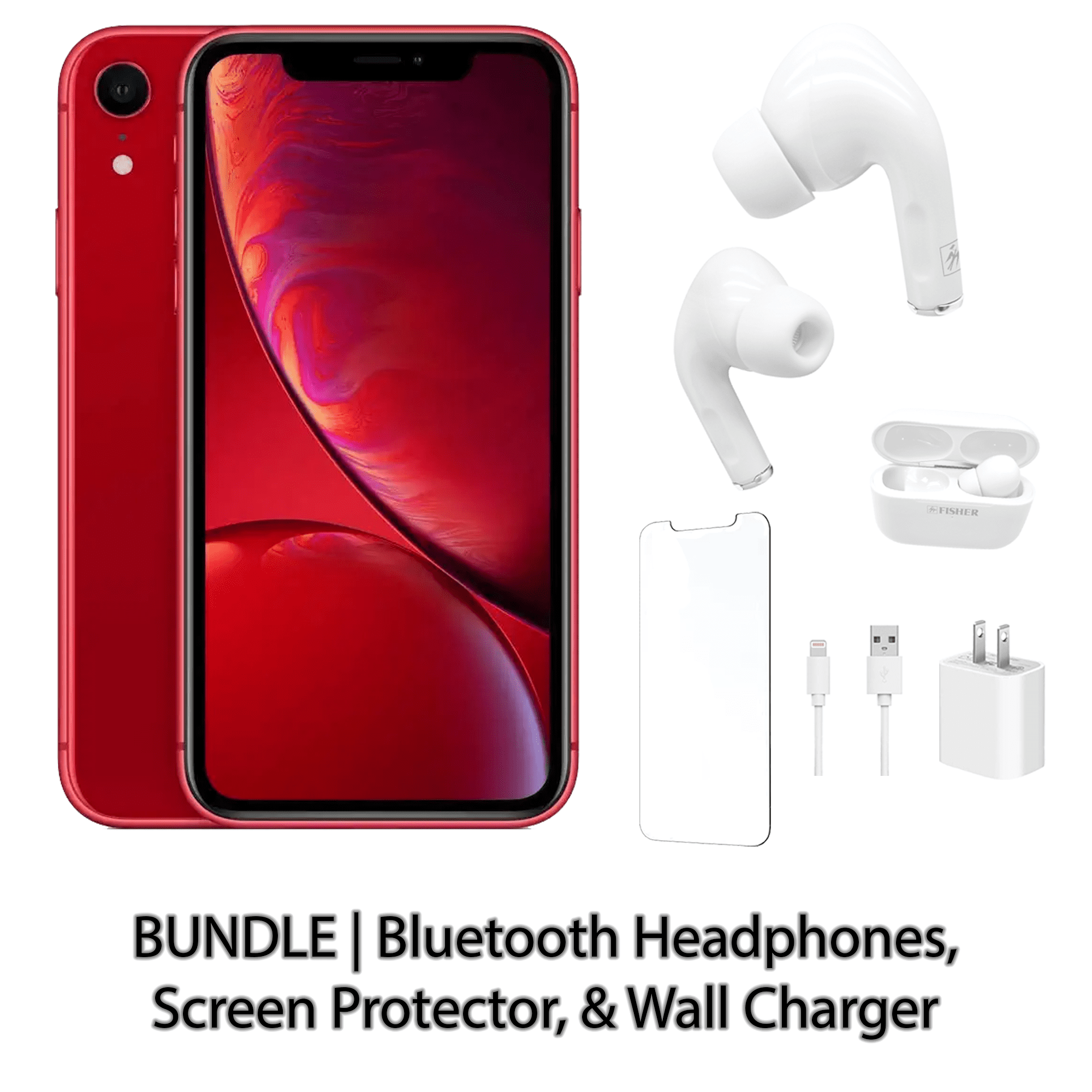 Refurbished Apple iPhone XR 256GB Black Fully Unlocked with Bluetooth  Headphones, Screen Protector, & Wall Charger