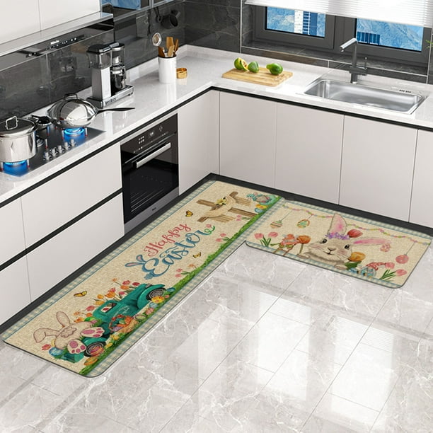 Qiopertar Big holiday Savings! Easter Carpet Rabbit Kitchen Carpet