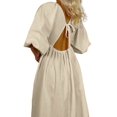 thumbnail image 2 of Women'S V Neck Short Puff Sleeve A Line Midi Dress Color L, 2 of 8