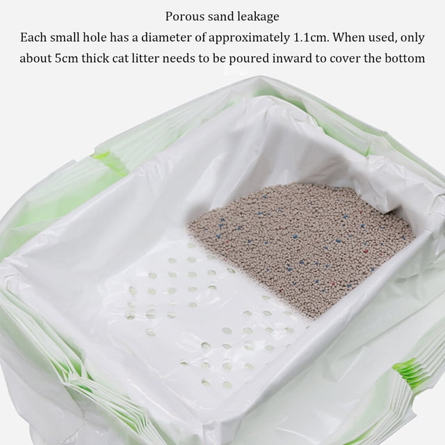 pitrice 7Pcs Cat Litter Filter Bag Drawstring Tray Box Pet Waste Cleaning Tool Household Large Capacity Thickened Pet for Accessory 7 Pieces no hole S
