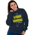 thumbnail image 4 of Strong Courageous Christian Faith Unisex Plus Fleece Graphic Sweatshirt Brisco Brands 4X, 4 of 5