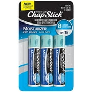 ChapStick Moisturizer Cool Mint Lip Balm Tubes, SPF 15 and Skin Protectant - 3 Count (Pack of 1