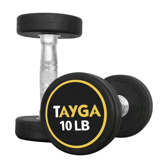 Par de Mancuernas Redondas de Acero y Caucho Tayga 10LB.