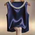 thumbnail image 2 of DHFJKG Silk Satin Tank Tops For Women Pearl Scoop Neck Summer Sleeveless Camisole Basic Blouses Work Dressy Clothes Trendy Top, 2 of 4